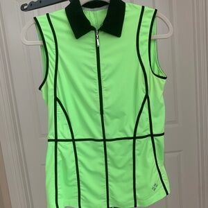 JoFit Green/Black Sleeveless Golf Top sz S